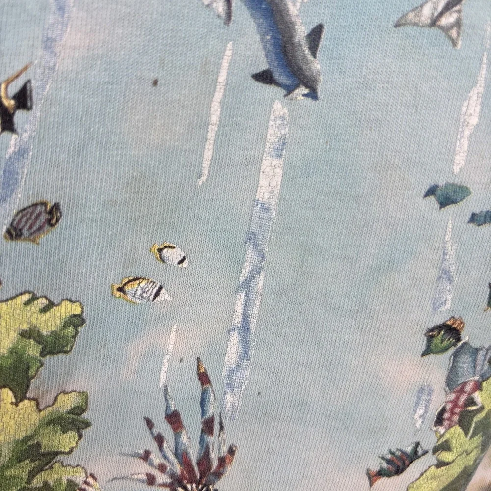 Under The Sea Tie Dye Shirt Ocean OG Liquid Blue 1990 XL Half Baked‎